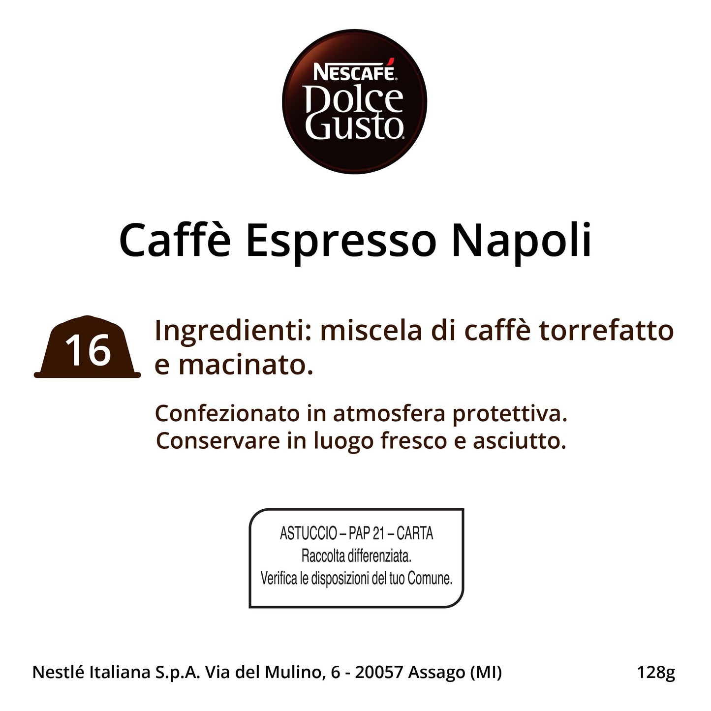 NESCAFÉ DOLCE GUSTO Espresso Napoli Caffè, 6 Confezioni da 16 Capsule (96 Capsule Compatibili Nescafé Dolce Gusto)